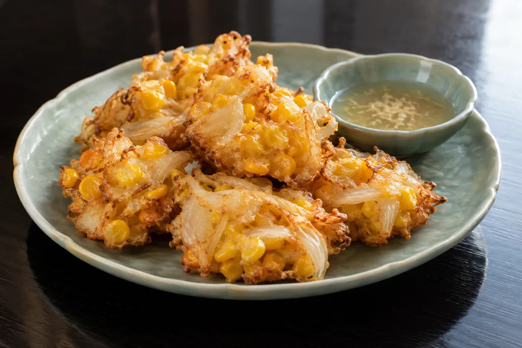 とうもろこしと玉ねぎの揚げ焼きの完成イメージ