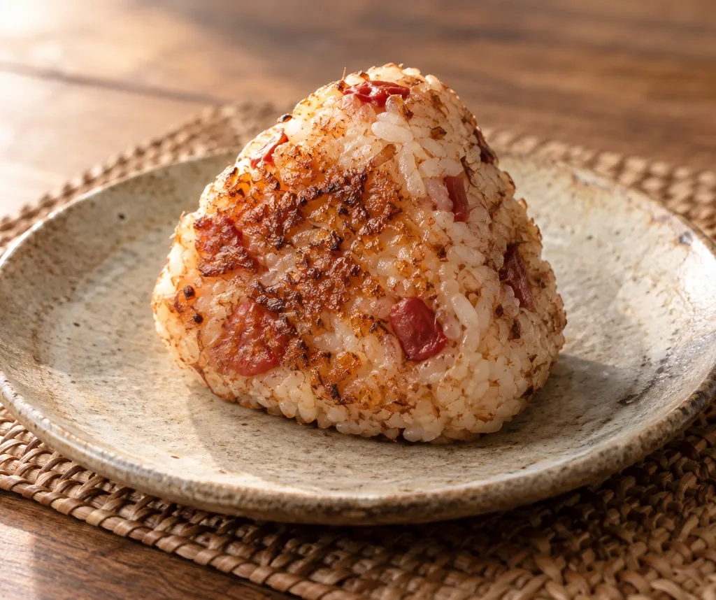 かつお節の梅入り焼きおにぎりの完成イメージ