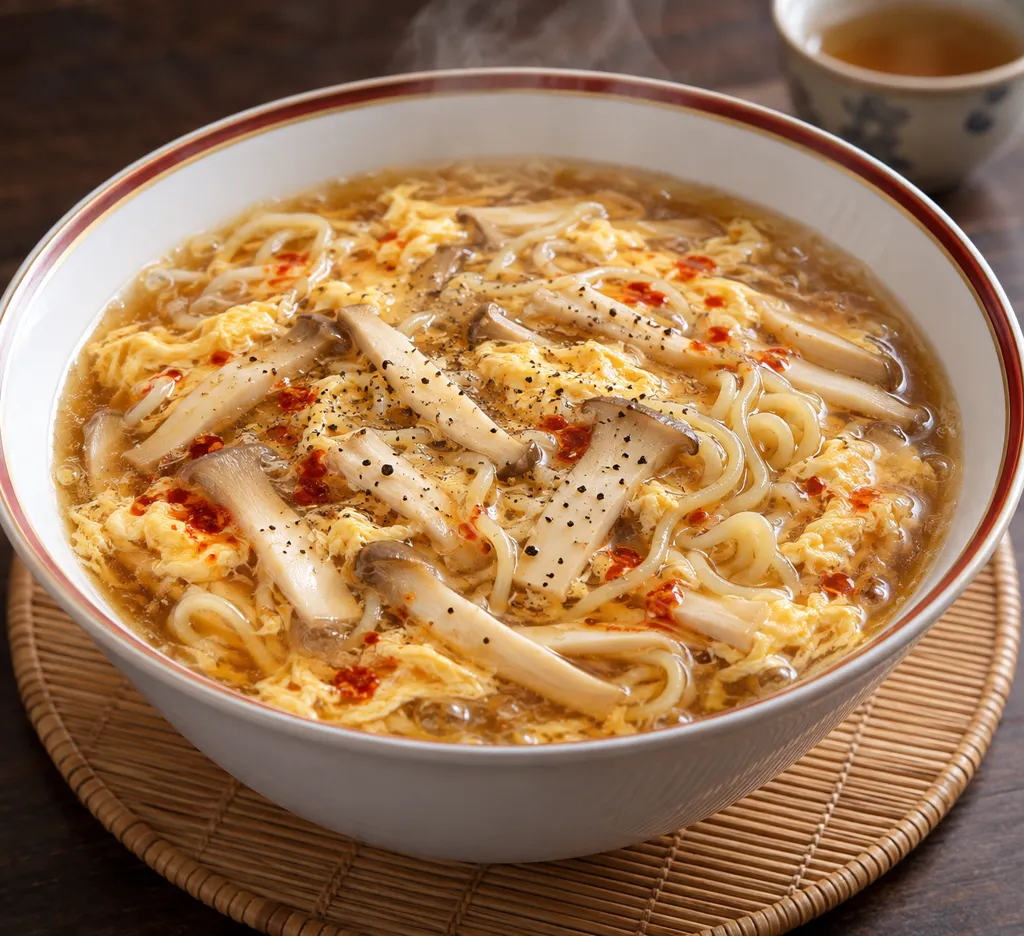 エリンギと卵の酸辣湯麺の完成イメージ
