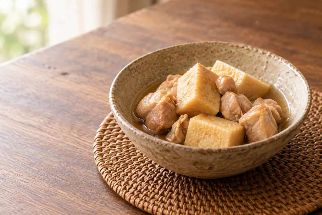 高野豆腐と鶏もも肉の含め煮の完成イメージ