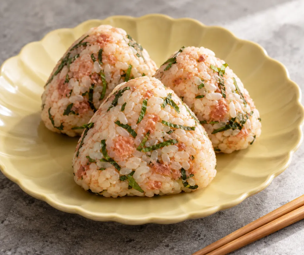 明太子と大葉の中華おにぎりの完成イメージ