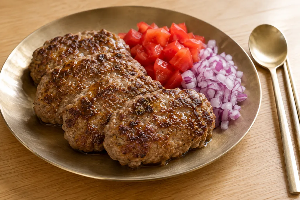 合いびき肉とトマトのケバブ風焼きの完成イメージ
