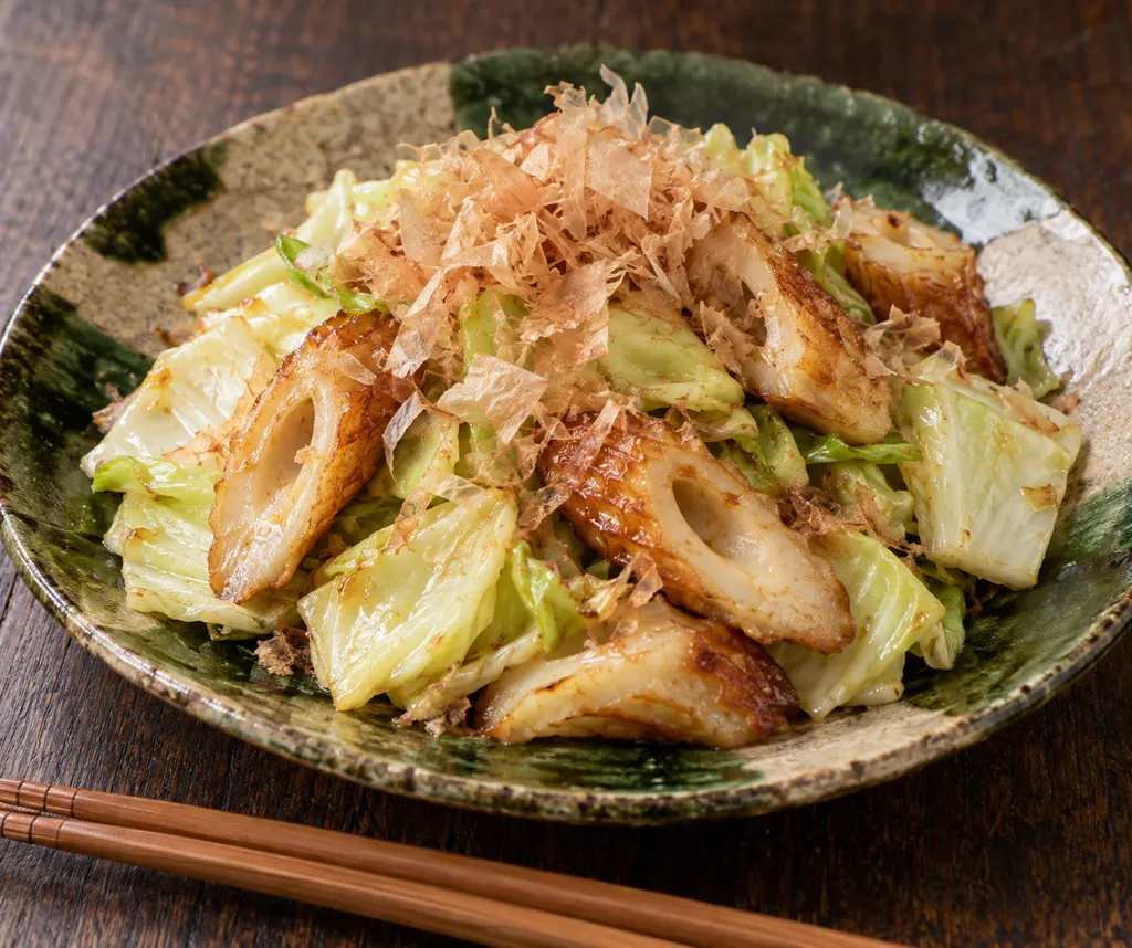 ちくわとキャベツのおかか炒めの完成イメージ
