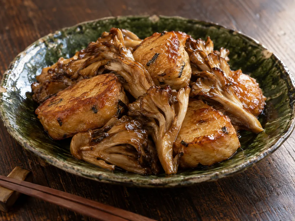 がんもどきとまいたけのしょうが醤油焼きの完成イメージ