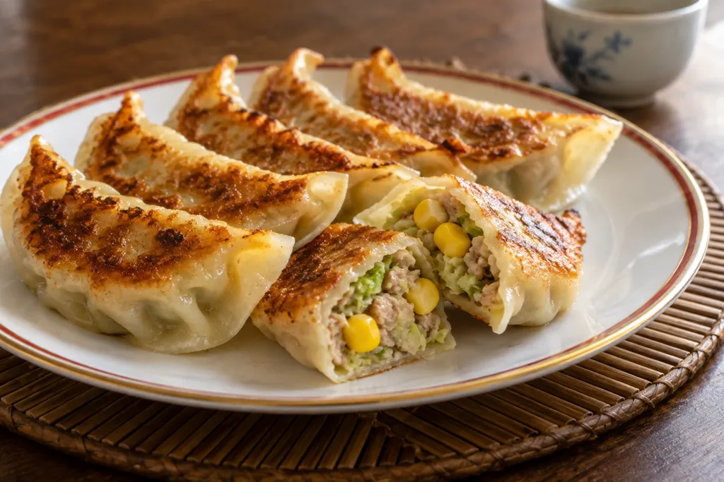 豚ひき肉とコーンの焼き餃子の完成イメージ