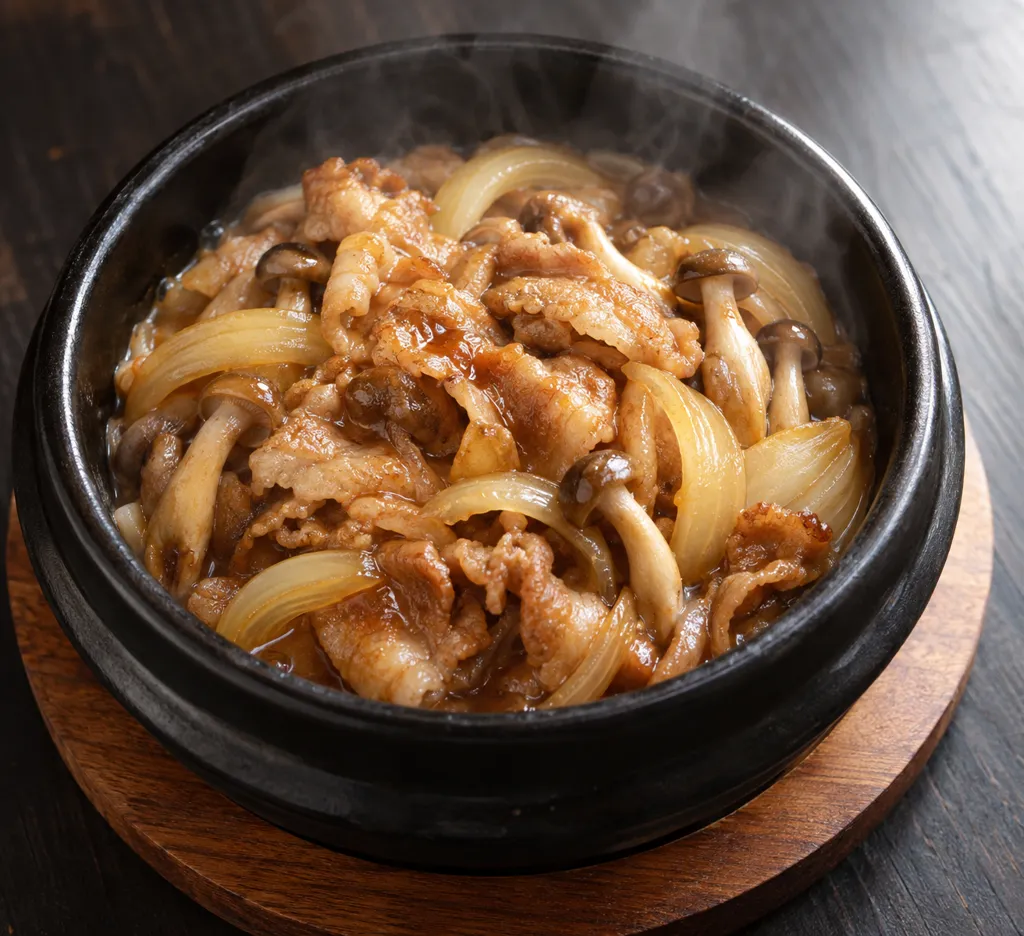 豚バラ肉としめじのプルコギの完成イメージ