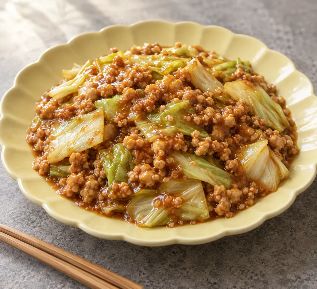 鶏ひき肉とキャベツの麻婆の完成イメージ