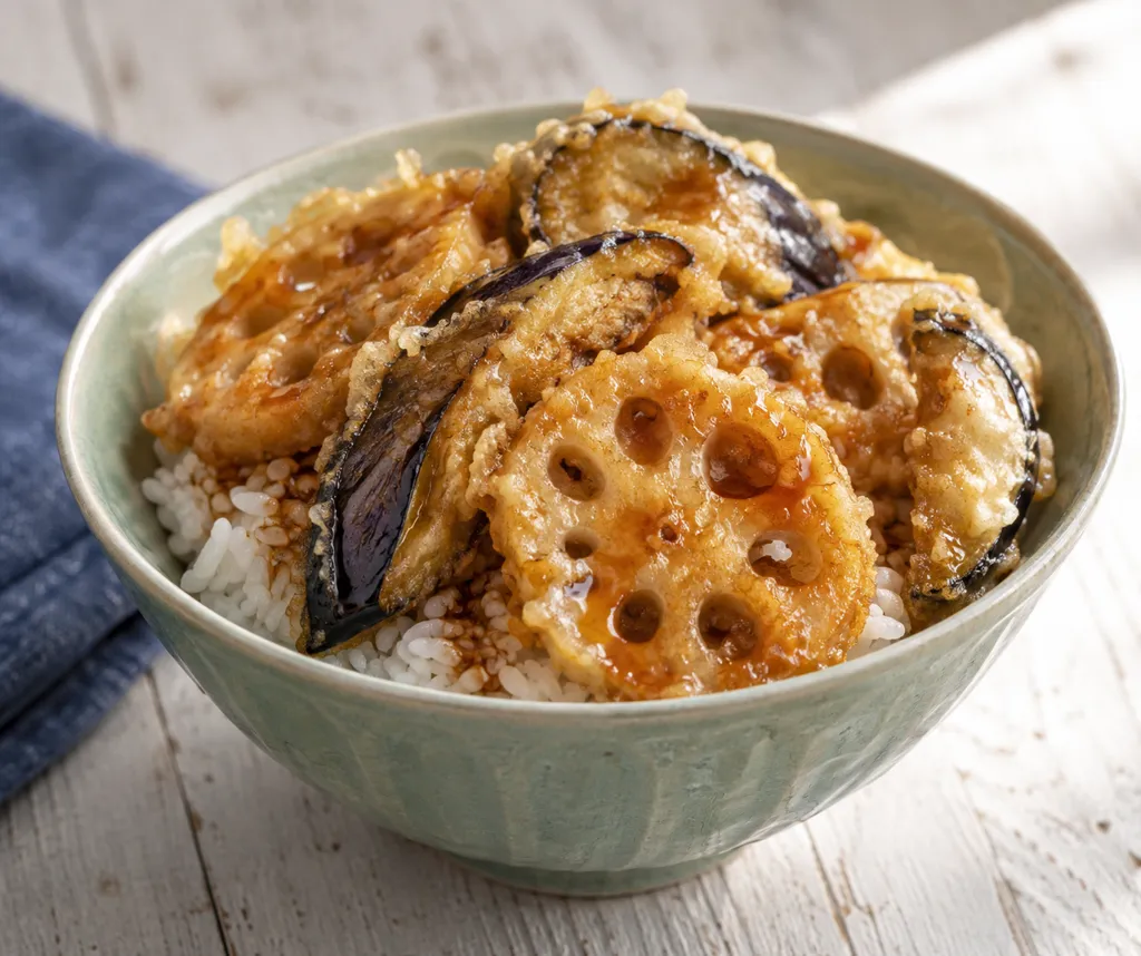 れんこんとなすの天丼の完成イメージ
