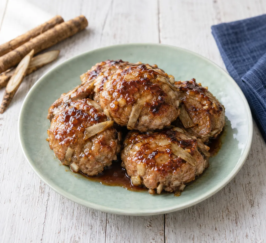 ごぼうの豚つくね焼きの完成イメージ
