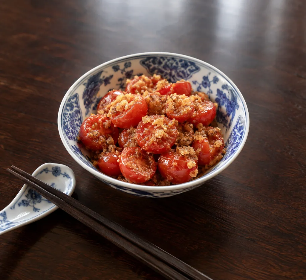ミニトマトのにんにくパン粉焼きの完成イメージ
