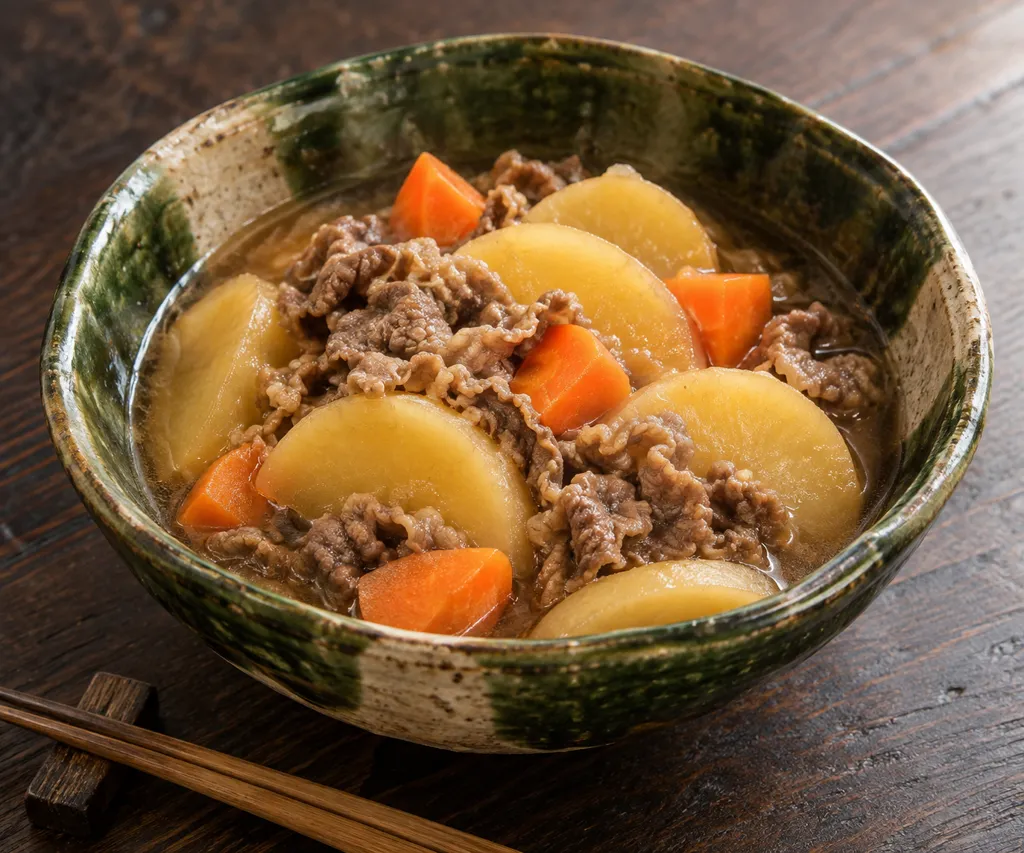 時短！牛こま肉とにんじんの肉じゃがの完成イメージ