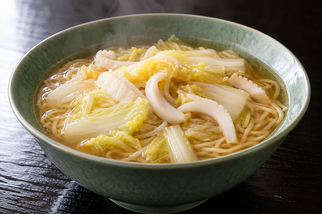 いかと白菜の中華スープ麺の完成イメージ
