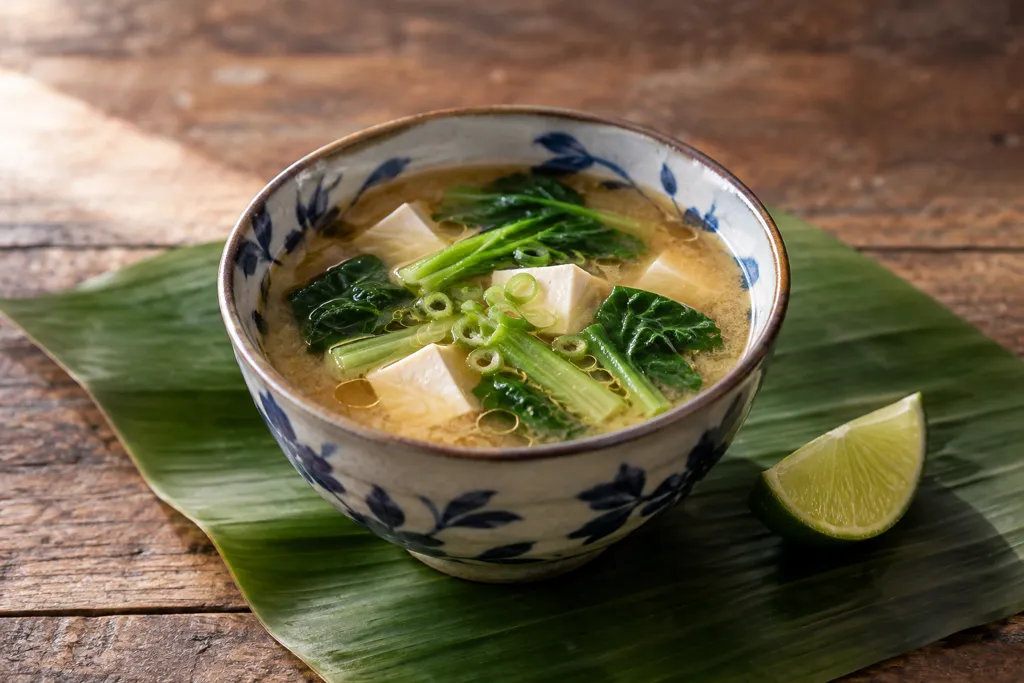 豆腐と小松菜の韓国風味噌汁の完成イメージ