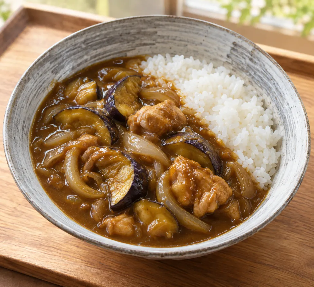 鶏もも肉となすの和風カレーの完成イメージ