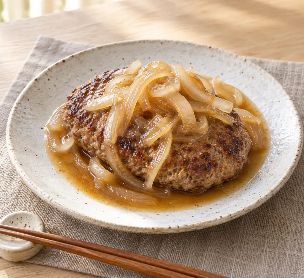 牛肉と玉ねぎのポン酢ハンバーグの完成イメージ