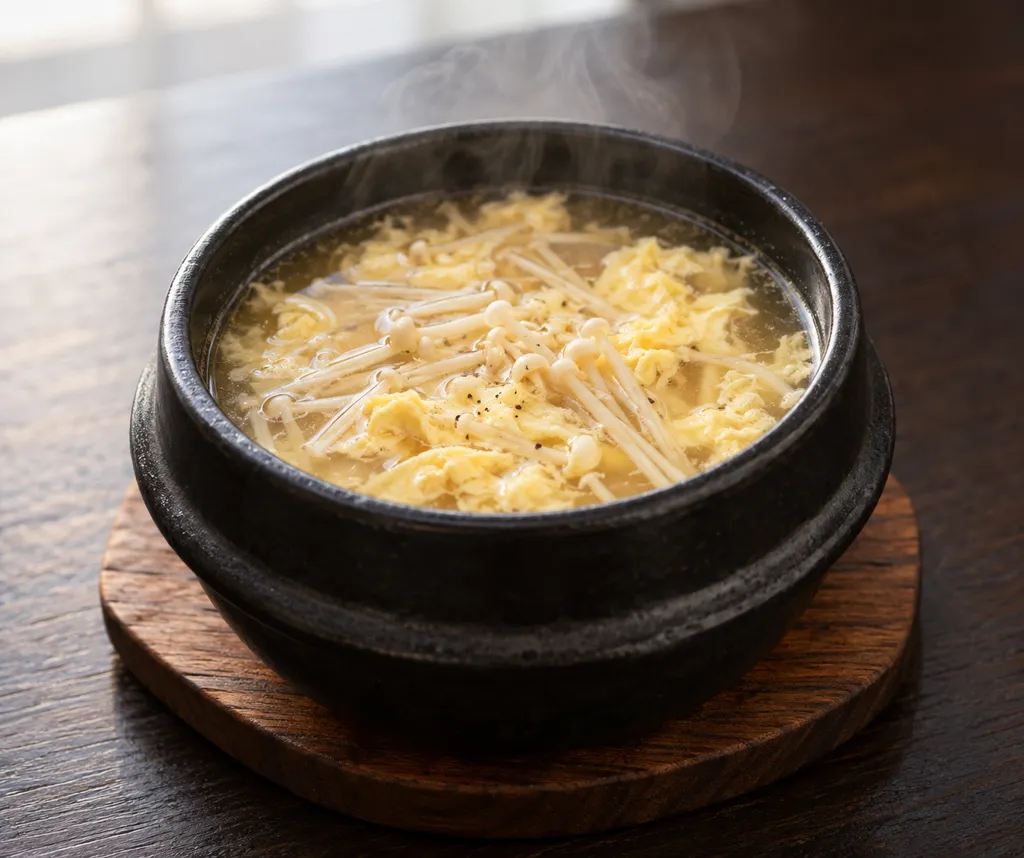 卵とえのきのエスニック酸味スープの完成イメージ