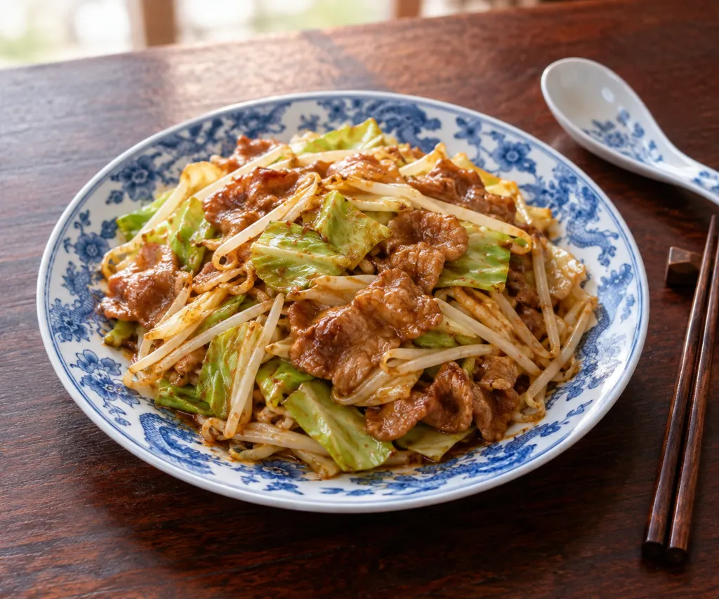 時短豚肩ロースともやしの回鍋肉の完成イメージ