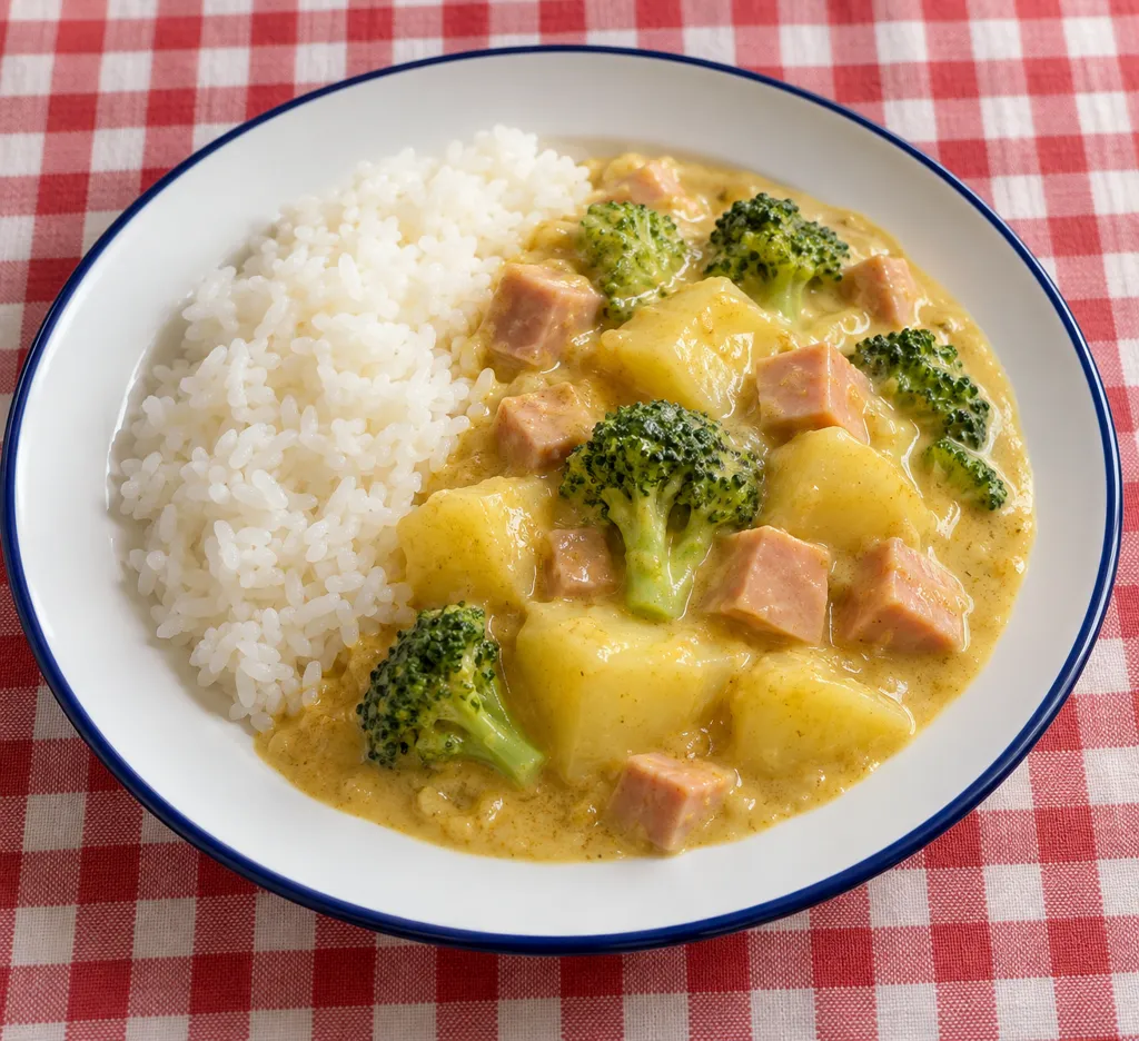 ハムとじゃがいものカレークリーム煮の完成イメージ