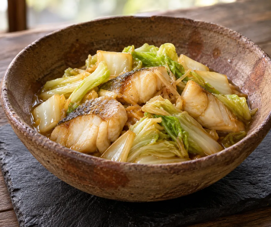 たらと白菜の生姜醤油炒めの完成イメージ