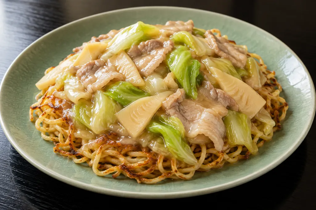 豚バラ肉とキャベツのあんかけ焼きそばの完成イメージ