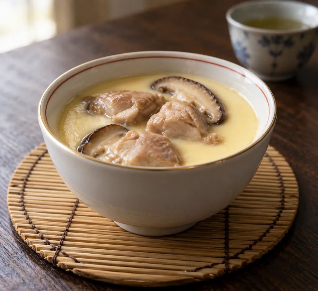鶏もも肉としいたけの中華茶碗蒸しの完成イメージ