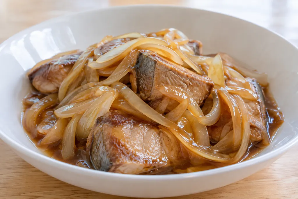 かつおと玉ねぎの甘酢あんの完成イメージ