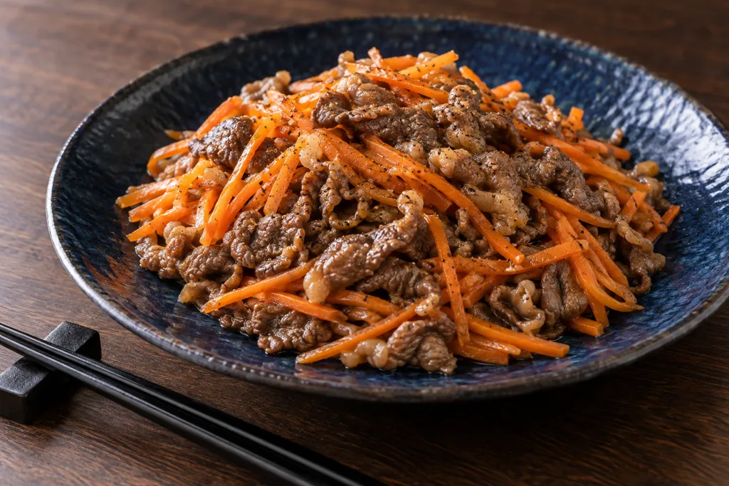 牛こま肉とにんじんの塩炒めの完成イメージ