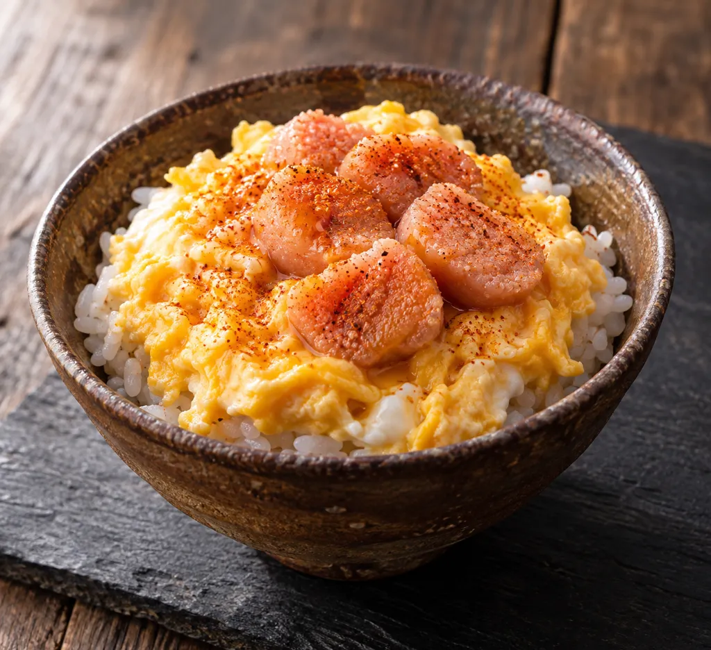 明太子と卵の七味丼の完成イメージ
