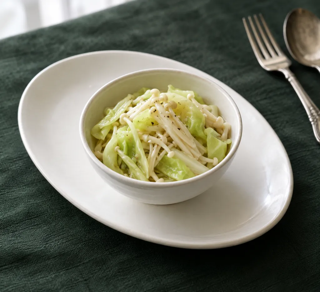 キャベツとえのきのレンジ温野菜サラダの完成イメージ