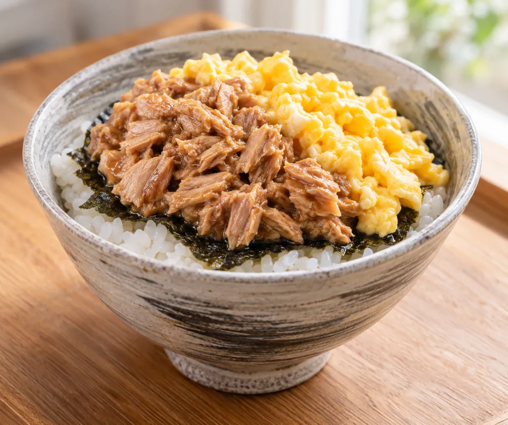ツナと卵ののり弁風丼の完成イメージ