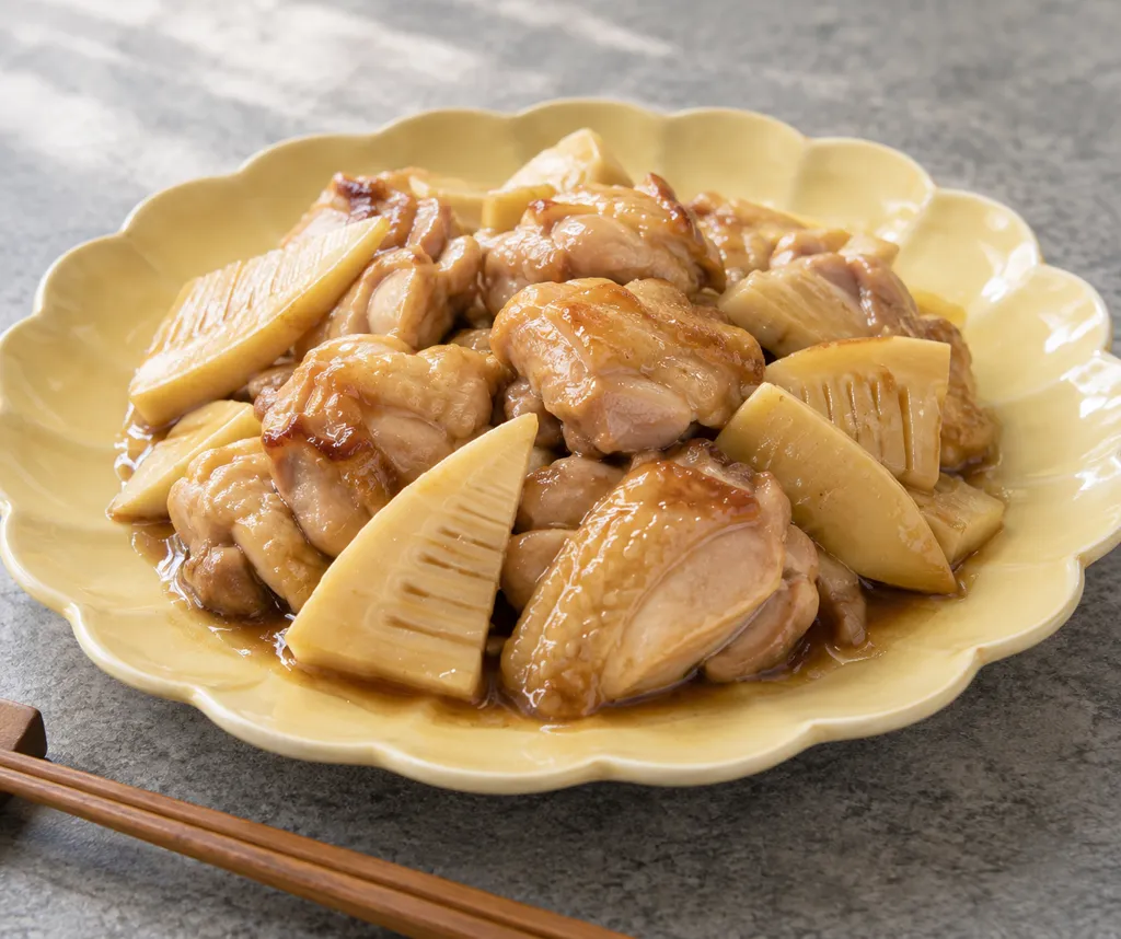 鶏もも肉とたけのこの中華蒸し鶏の完成イメージ