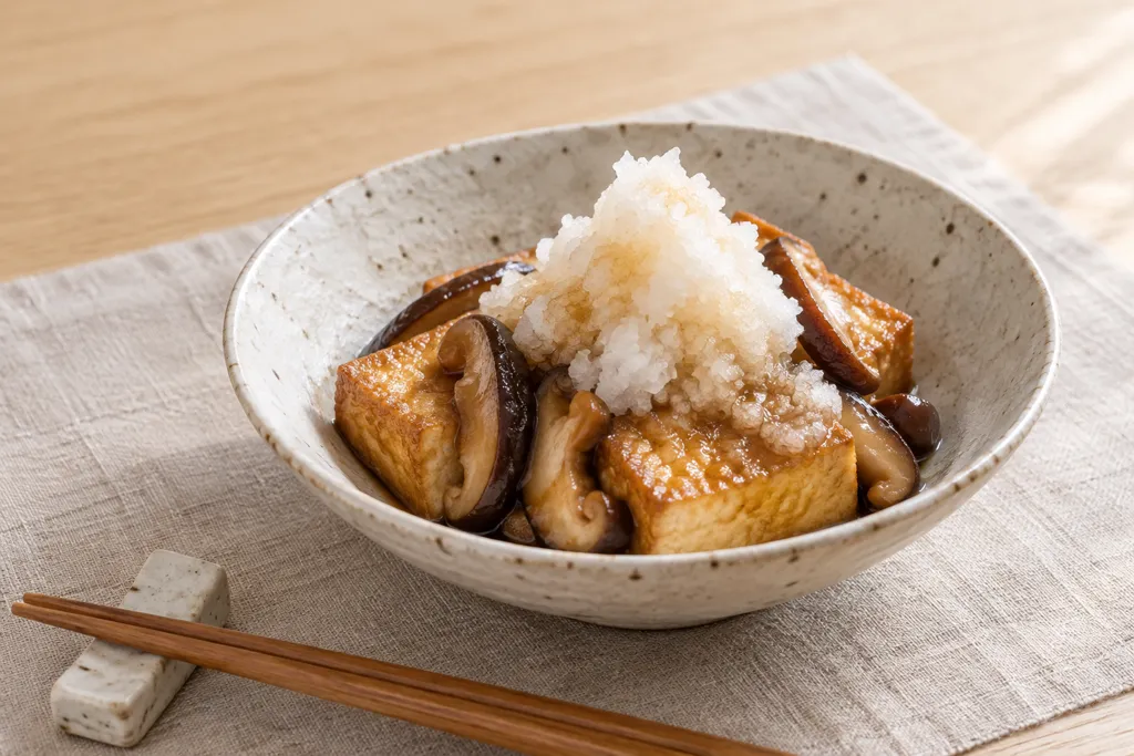しいたけと厚揚げの大根おろしがけの完成イメージ