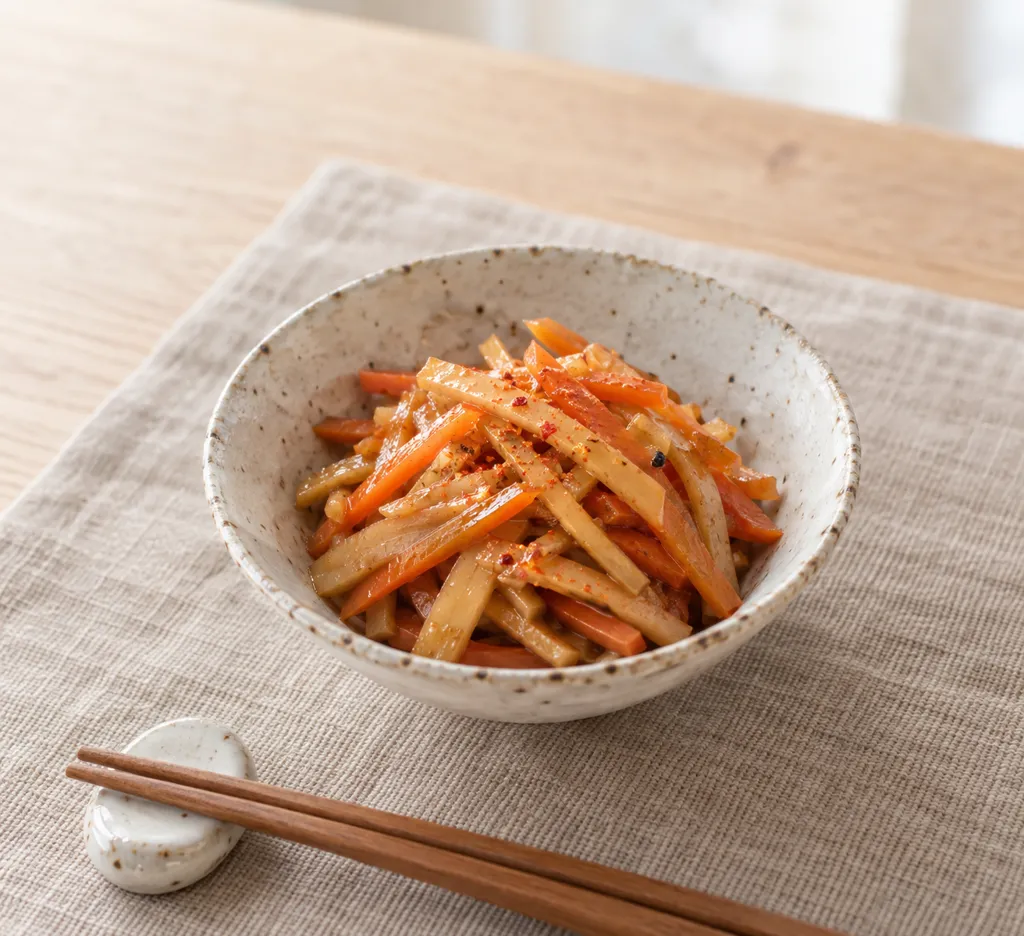 たけのことにんじんのきんぴらの完成イメージ