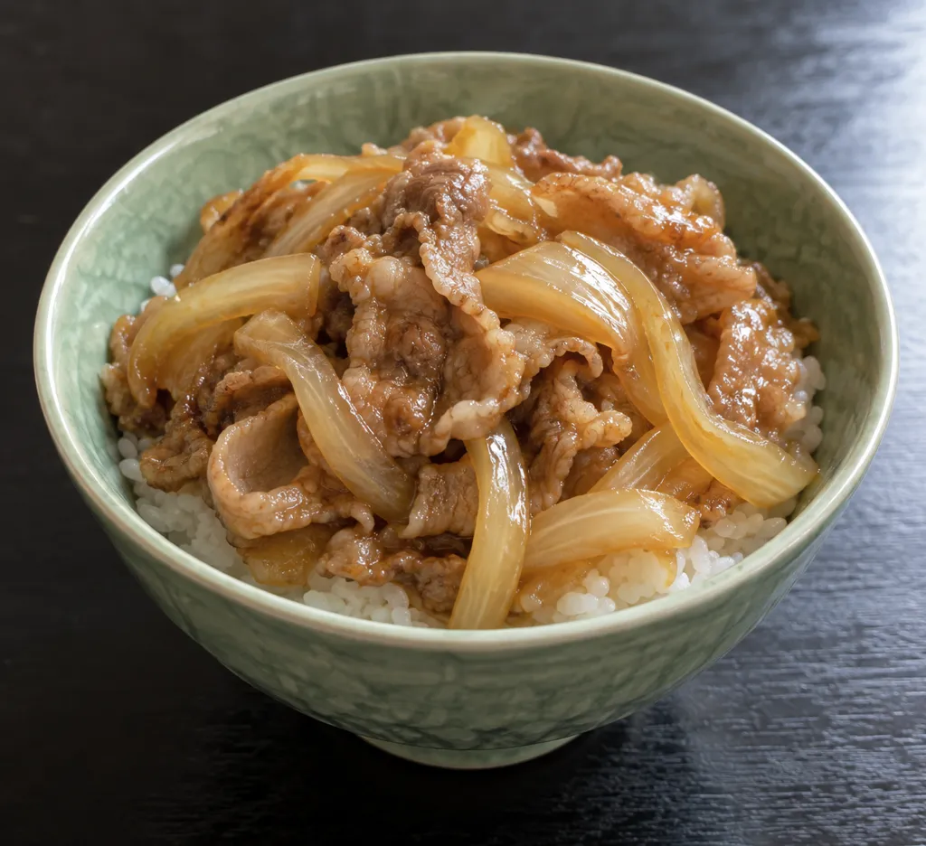 豚こま肉と玉ねぎの中華かけごはんの完成イメージ