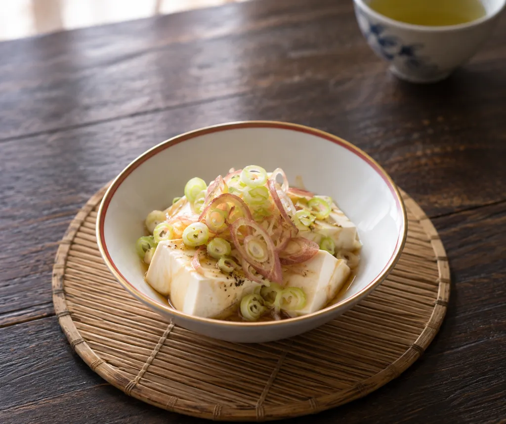 豆腐のねぎみょうがだれがけの完成イメージ