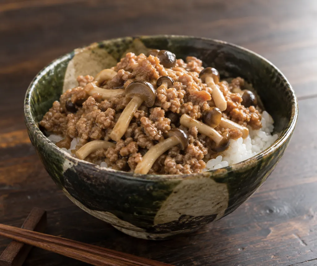 豚肉としめじの味噌そぼろ丼の完成イメージ