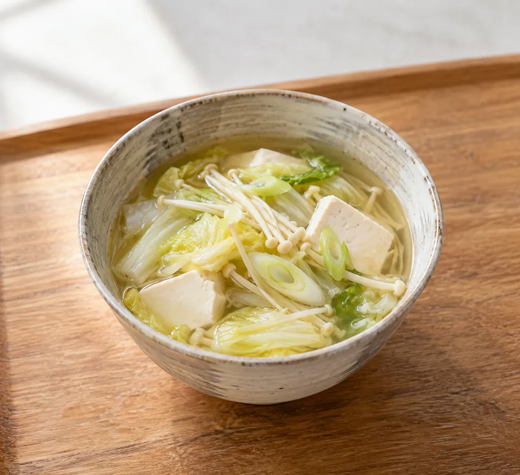 白菜とえのきのねぎ香る豆腐けんちん汁の完成イメージ