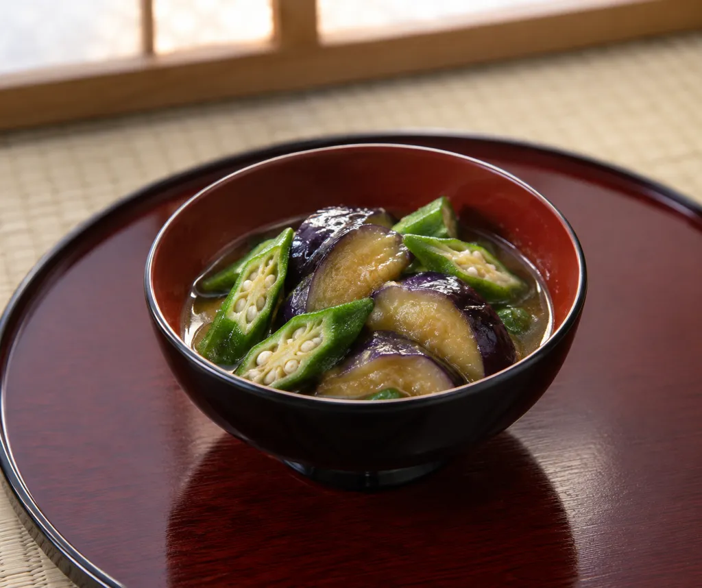 なすとオクラのレンジ煮びたしの完成イメージ