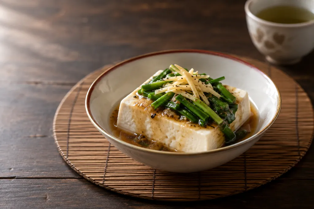 木綿豆腐とニラの中華だれがけの完成イメージ