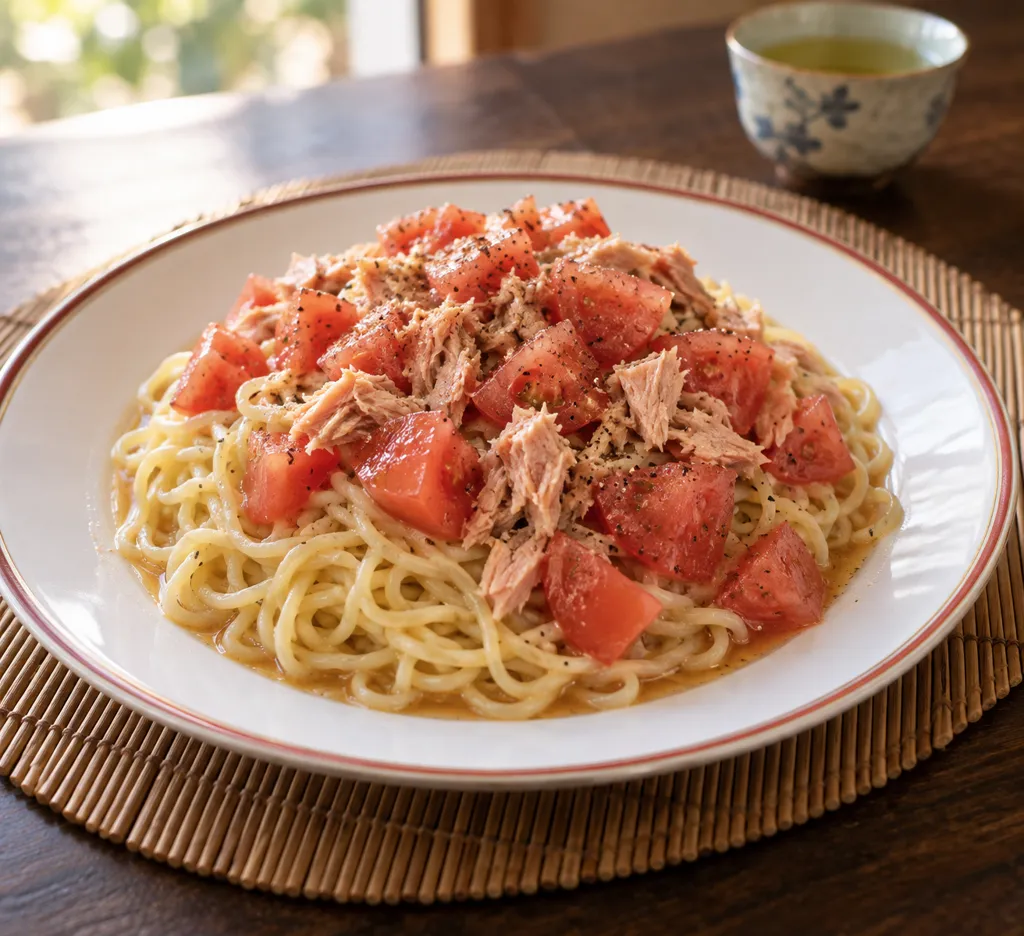 ツナとトマトの冷やし中華の完成イメージ