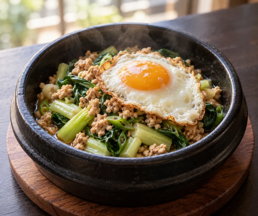 鶏ひき肉とチンゲン菜のナンプラー炒めの完成イメージ