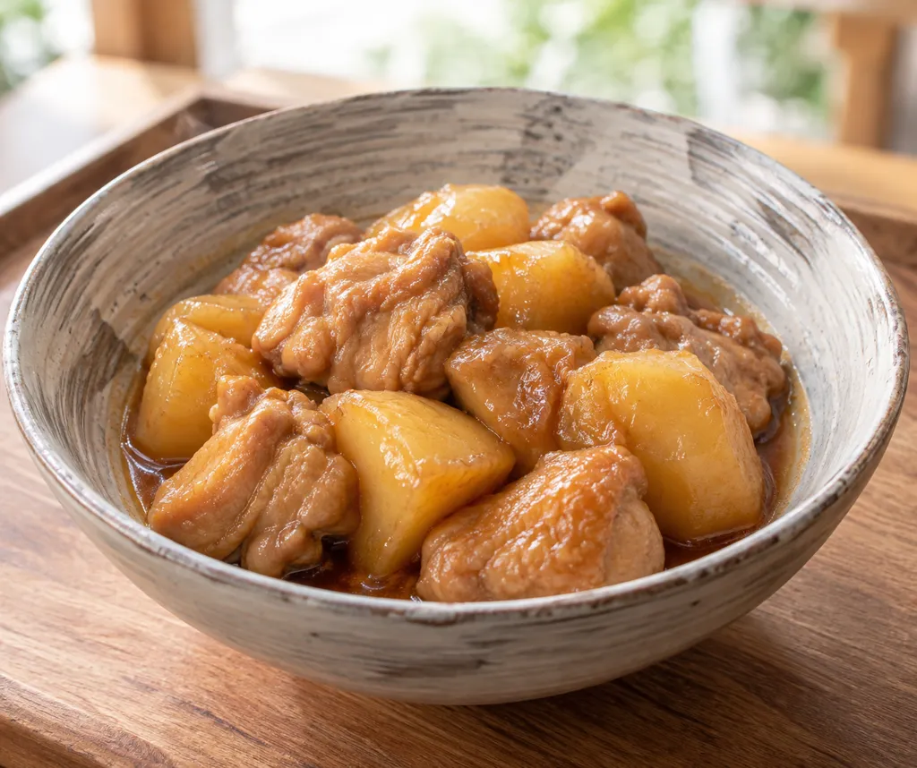 鶏もも肉とじゃがいもの味噌煮の完成イメージ