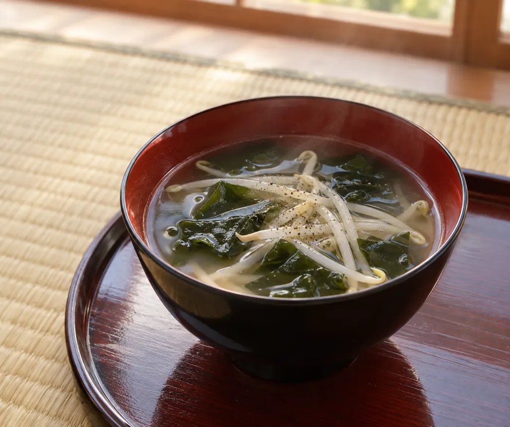 わかめともやしのさっぱりスープの完成イメージ