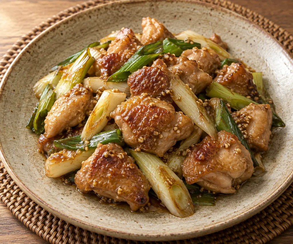 鶏もも肉とねぎのごま炒めの完成イメージ