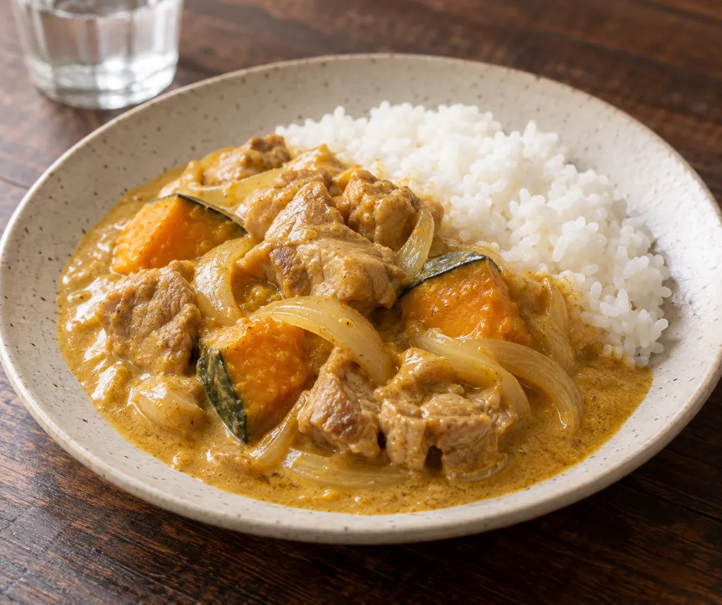 豚肩ロースとかぼちゃのカレークリーム煮の完成イメージ