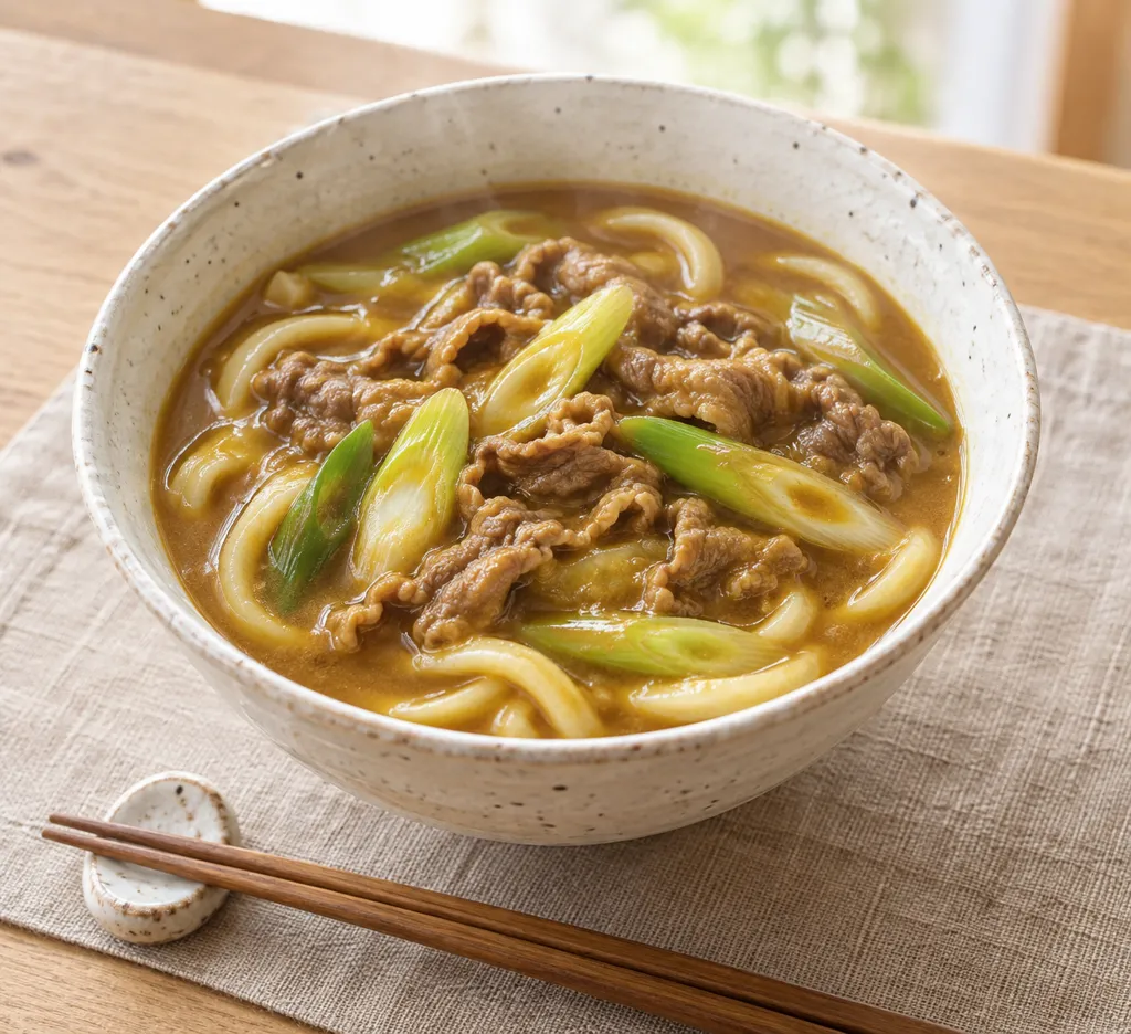 牛こま肉とねぎのカレーうどんの完成イメージ