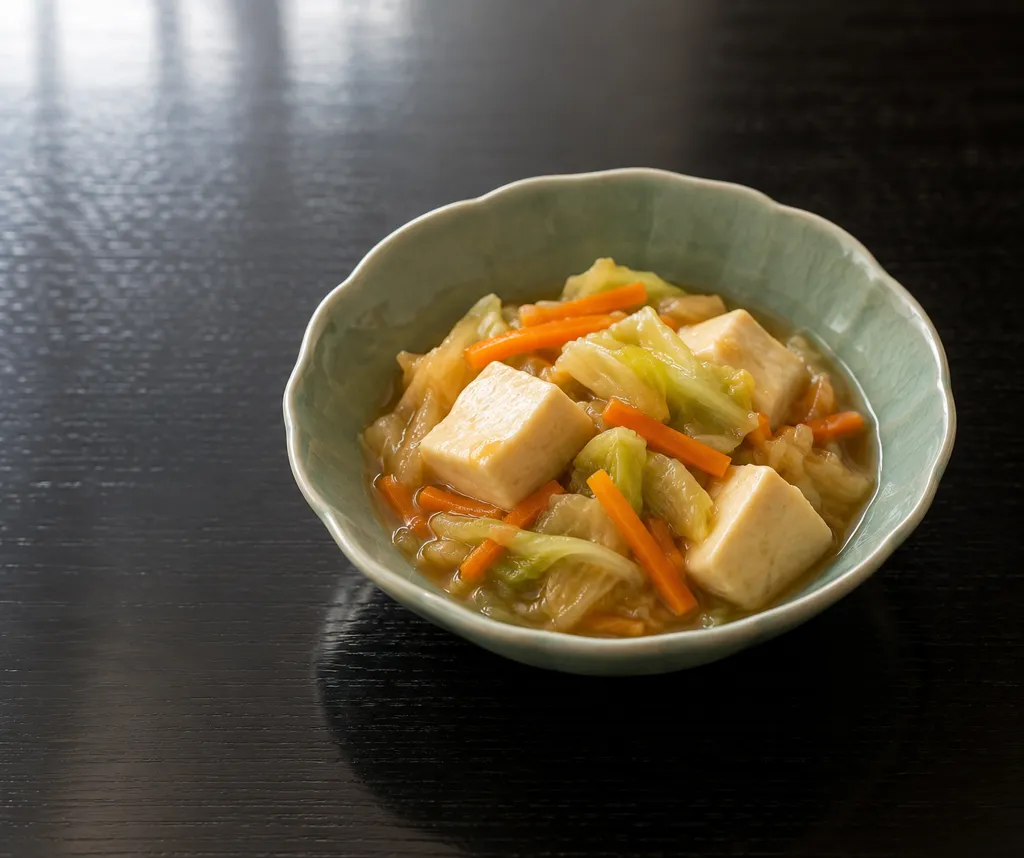 豆腐とキャベツの中華煮の完成イメージ