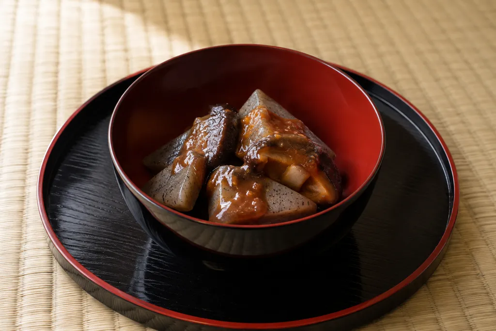 こんにゃくとしいたけの甘味噌田楽の完成イメージ