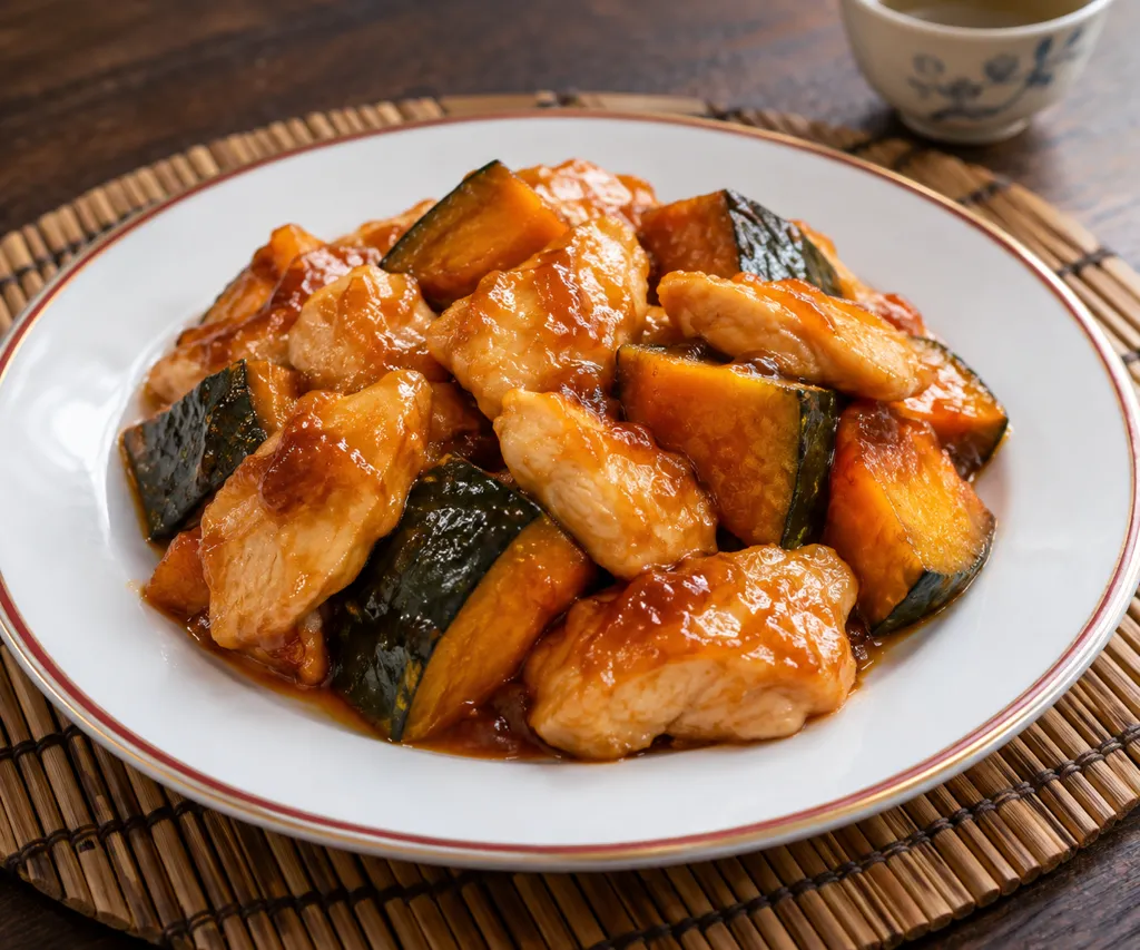 鶏むね肉とかぼちゃの甘酢あんの完成イメージ