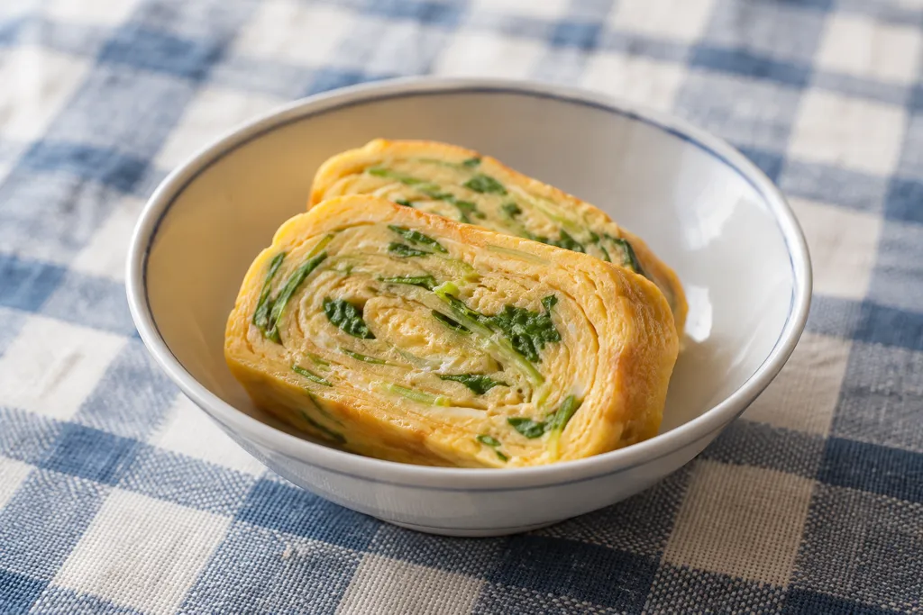 水菜のだし巻き卵の完成イメージ